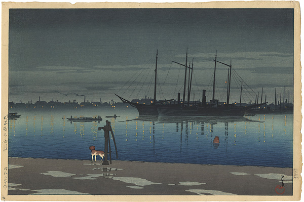 Kawase Hasui “20 Views of Tokyo / Akashi-cho After the Rain”／