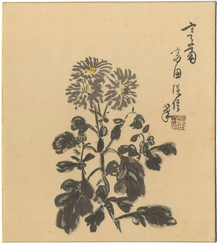 富田温一郎｢自筆色紙　菊｣／