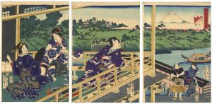 Kunichika/Eight Views of Edo / Evening Glow at Ochanomizu[江戸八景の内　御茶の水夕照]