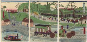 Hiroshige II/The Takanawa Steam Railway[高輪蒸気車通行全図]