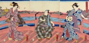 Kunisada II/Enjoying the Evening Cool on the Ryogoku Bridge[東都両国夕涼之図]