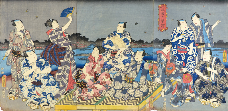 Toyokuni III “Catching Fireflies by the Sumida River”／