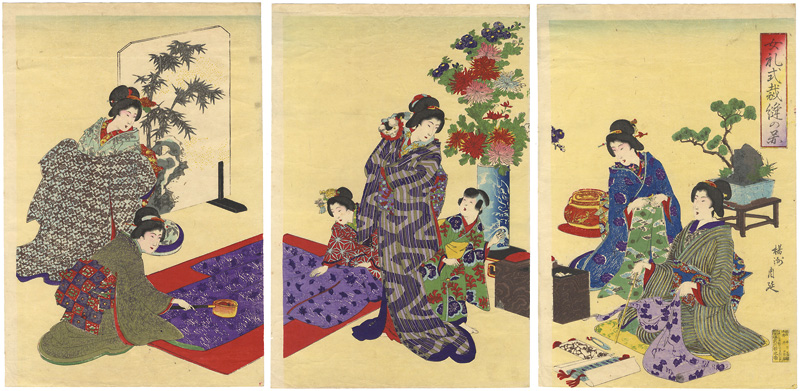 Chikanobu “Illustration of Ladies Sewing”／