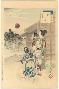 Toshikata/36 Elegant Selections - Setting Sun / Women of the Keian Era	[三十六佳撰　夕陽 慶安頃婦人]