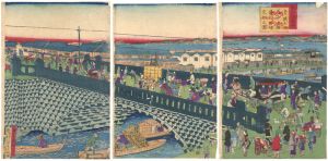 Kuniteru II/Asakusa Bridge in Tokyo[東京浅草橋  貴賎士女老少上橋通行絡繹交加之図]