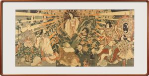 Toyokuni III/Origin of Iwato Kagura Dance (Japanese Sun Goddess Amaterasu Emerging from a Cave)	[岩戸神楽ノ起顕]