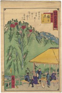 Hiroshige III/Tokai Meisho Kaisei Gojusan-eki Kaisei Dochu-ki / #52 Sakanoshita[東海名所改正五十三駅　改正道中記　五十二　坂の下　筆すて山　関迄一り半]