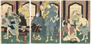 Kuniyoshi/Isshin Tasuke, Shinoda Masabei and Monks[一心太助・信田政兵衛他]