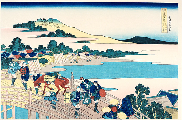 Hokusai “Remarkable Views of Bridges in Various Provinces / Bridge at Fukui in Echizen Province 【Reproduction】”／