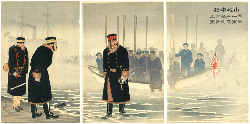 Kiyochika “Sino-Japanese War : Lieutenant-General Yamaji Leading the Japanese Second Army during its Landing on the Jinzhou (Liaodong) Peninsula”／