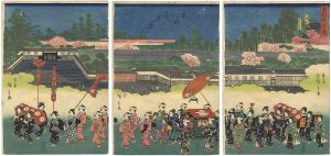 Hiroshige II/Procession of the Eastern Capital /  View of Hachiman Shrine at Ichigaya[東都錦行烈　市がや八まん前の景]