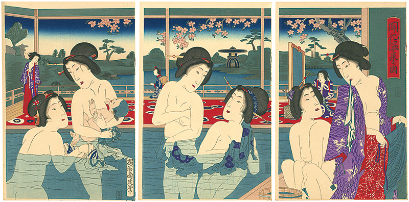 Chikanobu “View of Hot Spring Bath ”／