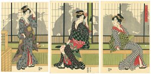 Eizan/Three Elegant Women Enjoying The Evening Cool 【Reproduction】[風流夕涼三美人 【復刻版】]