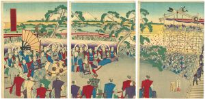 Gyokuei/Roof-raising Ceremony of Honmaru (main enclosure of the castle)[幕府御本丸棟上式之図]