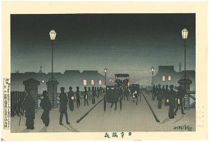 Kiyochika/Pictures of Famous Places in Tokyo / Night at Nihombashi Bridge 【Reproduction】[東京名所図　日本橋夜【復刻版】]