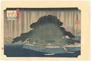 Hiroshige I/8 Views of Omi / Night Rain at Karasaki 【Reproduction】	[近江八景　唐崎夜雨　【復刻版】]