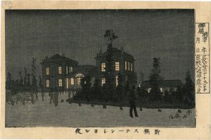 Yasuji,Tankei/True Pictures of Famous Places of Tokyo / Night at Shinbashi Station[東京真画名所図解　新橋ステンーション夜]