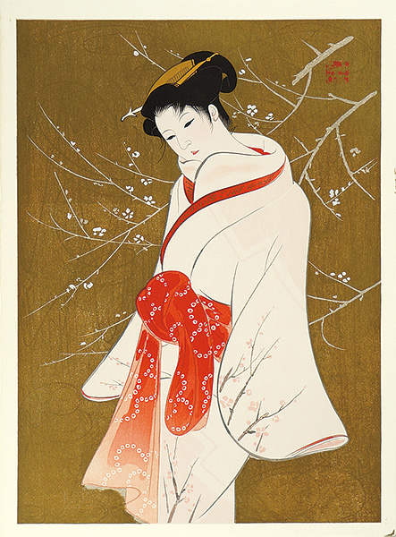 Iwata Sentaro “Compilation of Masterpieces of Bijin Woodblock Prints / White Plum”／