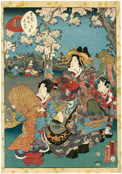 Kunisada II “Lady Murasaki's Genji Cards / Wakamurasaki”／