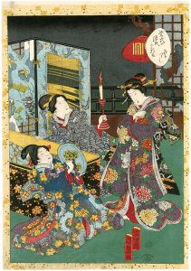 Kunisada II/Lady Murasaki's Genji Cards / Miotsukushi[紫式部げんじかるた　十四　みをづくし]