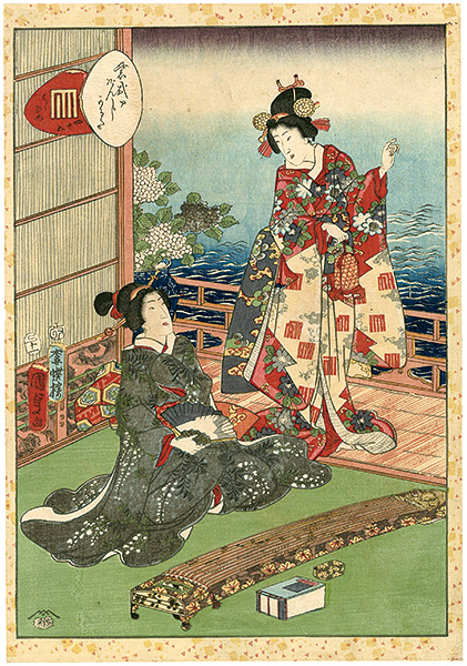 Kunisada II “Lady Murasaki's Genji Cards / Hashihime”／