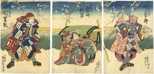 Kunisada I/Kabuki Scene from Hatsushibai Mutsumaji Soga[初芝居愛敬曽我]