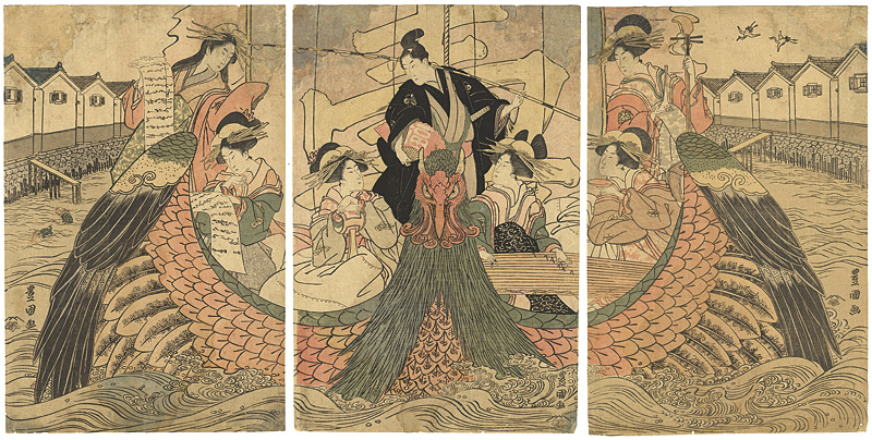 Toyokuni “Mitate 7 Lucky Gods & Treasure Ship”／