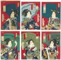 <strong>Kunichika</strong><br>Six Kabuki Actors