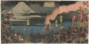 Yoshitora/Battle at Fuji River[源頼朝公富士川土張水鳥ノ奇瑞平家大群敗■の図]
