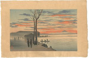 Kiyochika/Honjo Fujimi Crossing, Sunset Fuji from Hyappon-Kui[本所富士見の渡し 百本杭の夕富士]