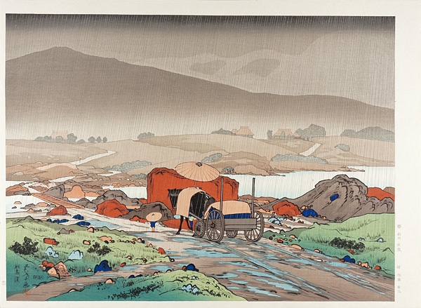 Hashiguchi Goyo “Rain at Yabakei Valley, Kyushu【Reproduction】	”／