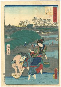 Toyokuni III, Hiroshige II/36 Famous and Interesting Things in Edo / Shell Gathering at Susaki[江戸自慢三十六興　州さき　汐干かり]