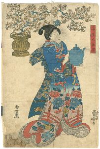 Kunisada I/[風流六花撰ノ内　八重桜]