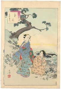 Toshikata/36 Elegant Selections - Chrysanthemum Viewing / Women of the Kanpo Era[三十六佳撰　菊見　寛保頃婦人]