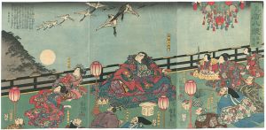 Kuniyoshi/Selection for the 8 Views (Mitate hakkei) / Descending Geese at Takadono[美盾八競　高殿落雁]