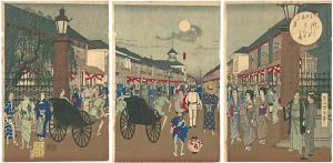 Yasuji,Tankei/Setsugekka (Snow, Moon, and Flowers) / Moon : Shinyoshiwara[雪月花之内　月　新よし原はん栄之図 ]