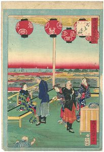 Ikkei/36 Humorous Views of Tokyo / Atago Hill[東京名所三十六戯撰　あ多古山]