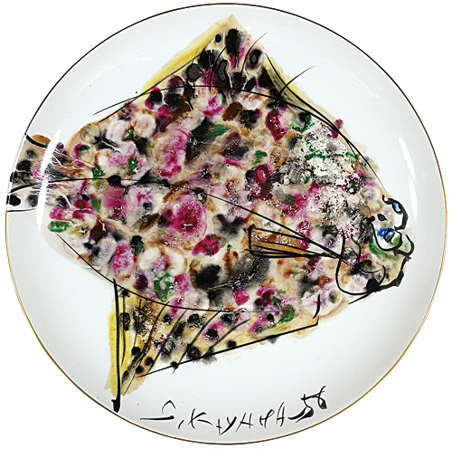 Kayama Shiro “Hand Painted Decorative Plate : Flounder”／