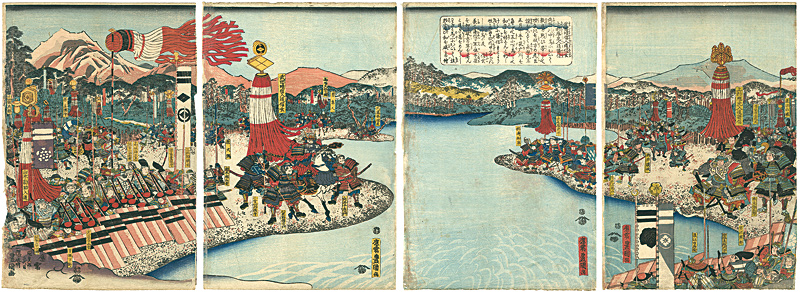Toyokuni III “Generals of Takeda Shingen and Uesugi Kenshin Carried Out Peace Negotiations at Chikuma River”／