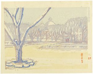 藤森静雄｢新東京百景　表慶館春雪｣