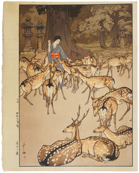 Yoshida Hiroshi “Deer at the Kasuga Shrine”／