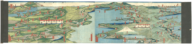 貞秀｢東海道勝景従日本橋至荒井 東海道勝景従白須賀京都迄一覧｣／