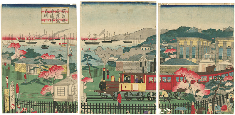 Kunimasa “Steam Train Passing Through Yokohama”／