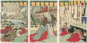 Chikanobu/[彫画共進会之内　盛衰記西八條別館之図]