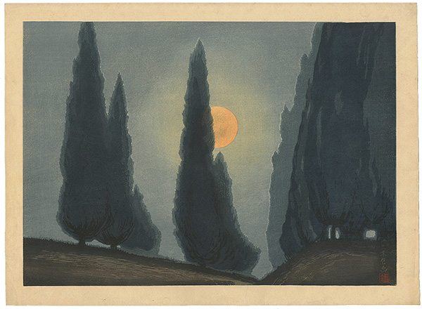 Urushibara Mokuchu “Cypress trees at dawn”／