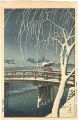 <strong>Kawase Hasui</strong><br>Evening Snow at Edogawa 