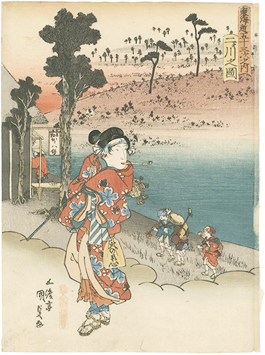 Kunisada I “The Fifty-Three Stations of the Tokaido / Futagawa”／