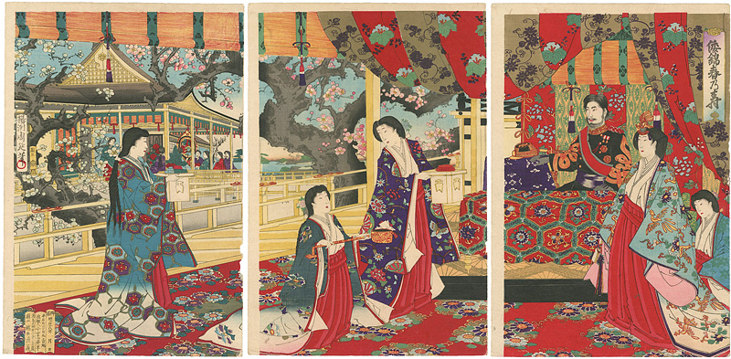 Chikanobu “Spring Felicitations in Japanese Brocade ”／