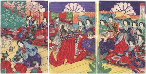 Chikanobu/Beautiful Court Ladies in Spring: A Performance of the Play Dojoji[比能道成寺　美人之春興]