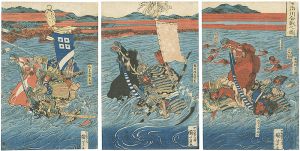 Kuniyoshi/Battle at the Uji River[宇治川合戦之図]